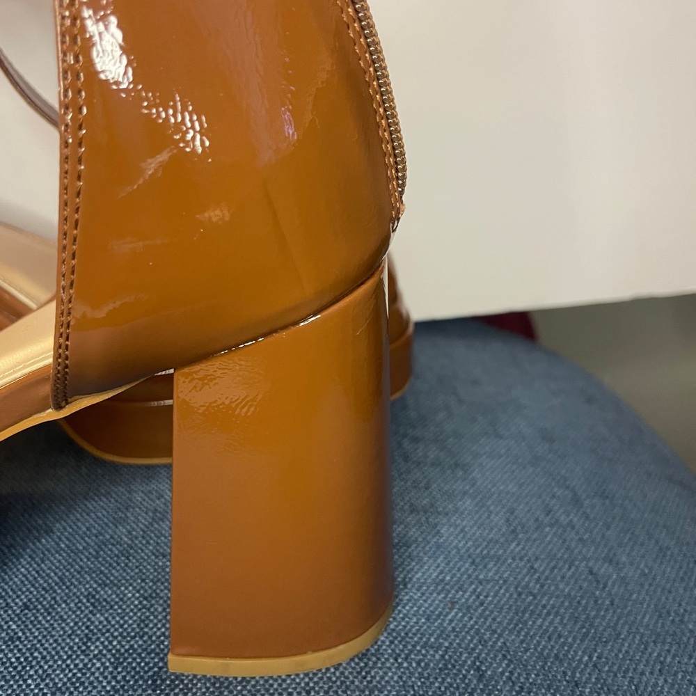 Maria Platform Heels| Cognac Patent | Size 9W| Fashion to Figure - Picture 4 of 11
